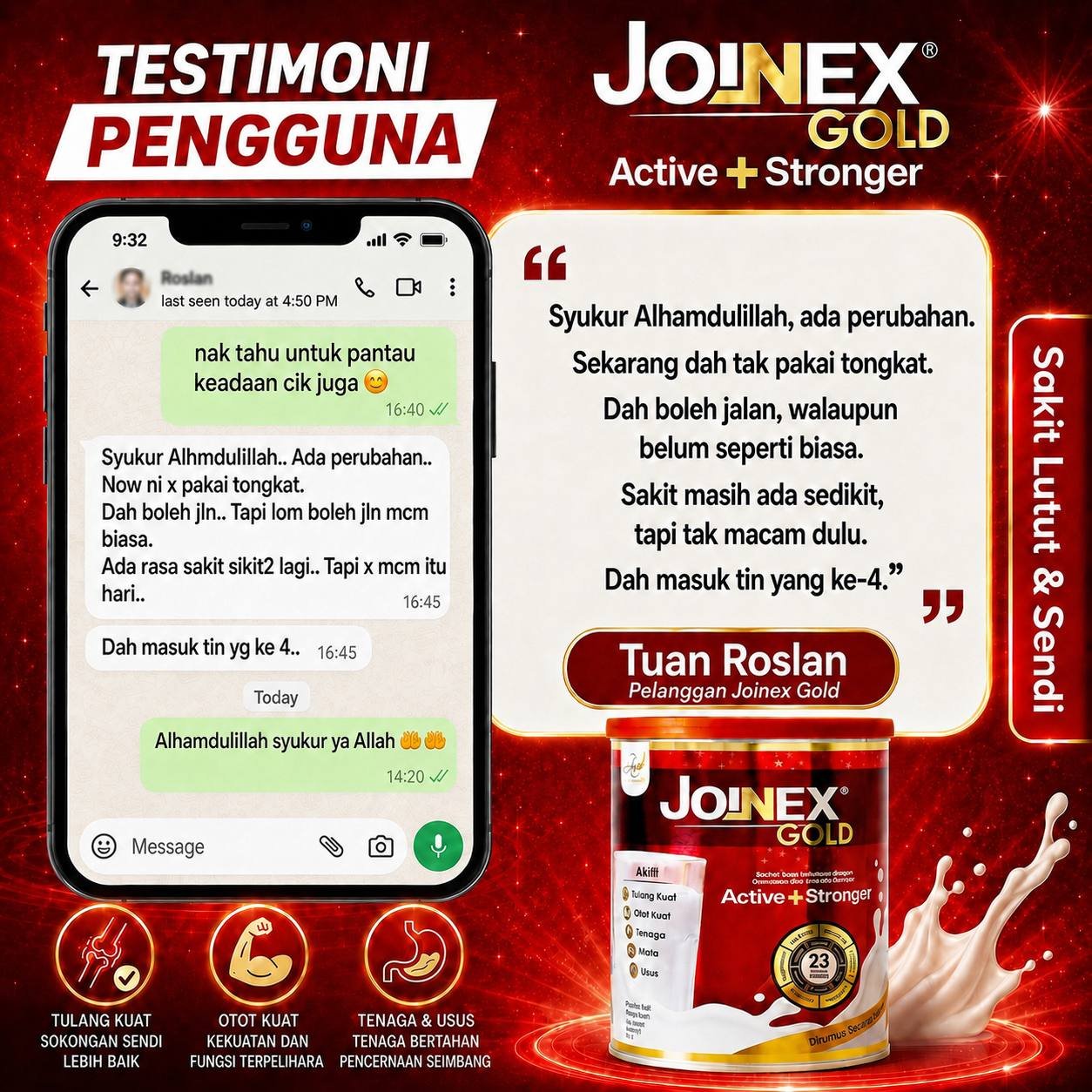 Perkongsian WhatsApp pelanggan Joinex Gold 1
