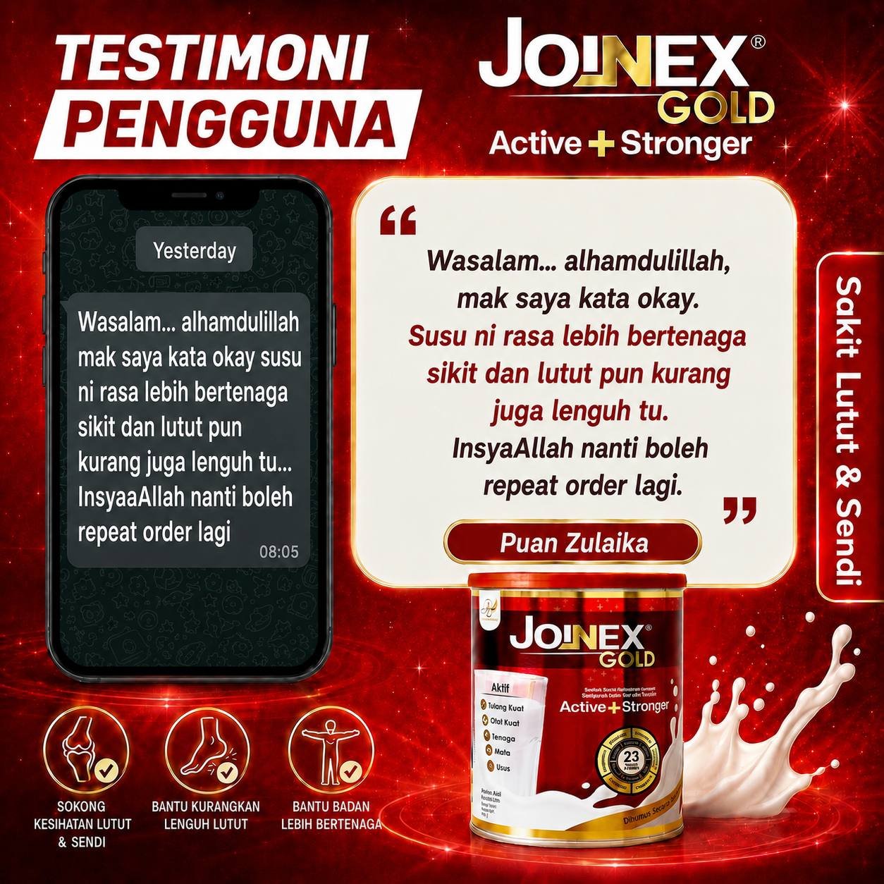 Perkongsian WhatsApp pelanggan Joinex Gold 2