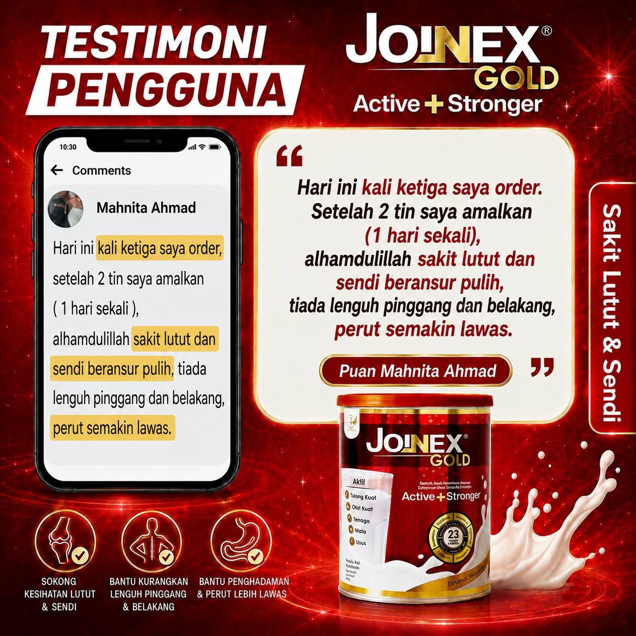 Perkongsian WhatsApp pelanggan Joinex Gold 3