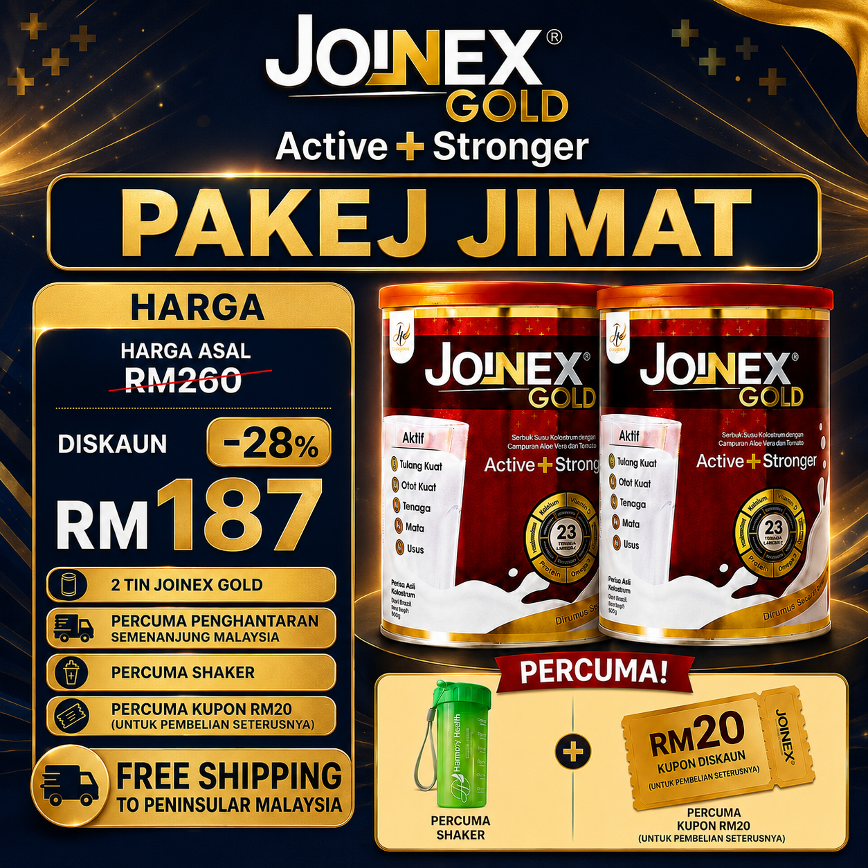 Pakej Jimat dua tin Susu Joinex Gold