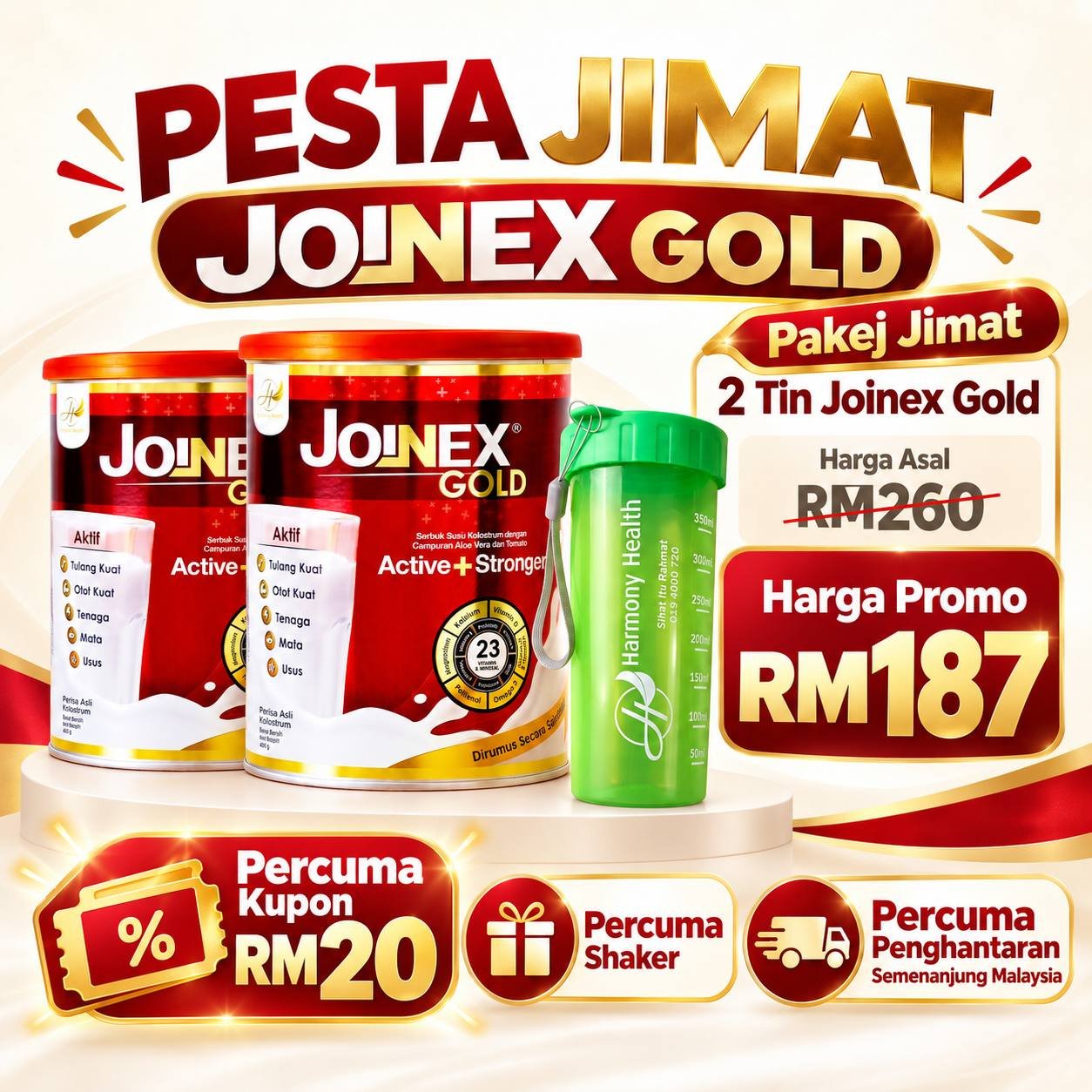 Pakej Jimat dua tin Susu Joinex Gold